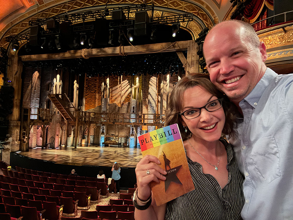 Josh and his wife at Hamilton in NYC
